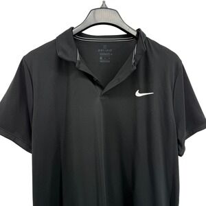 Nike Dri Fit Standard Fit Golf‎ Polo Shirt Solid Black Pre-Owned Mens X-Large